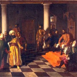 Vlad the Impaler and the Turkish Envoys. Artist: Theodor Aman